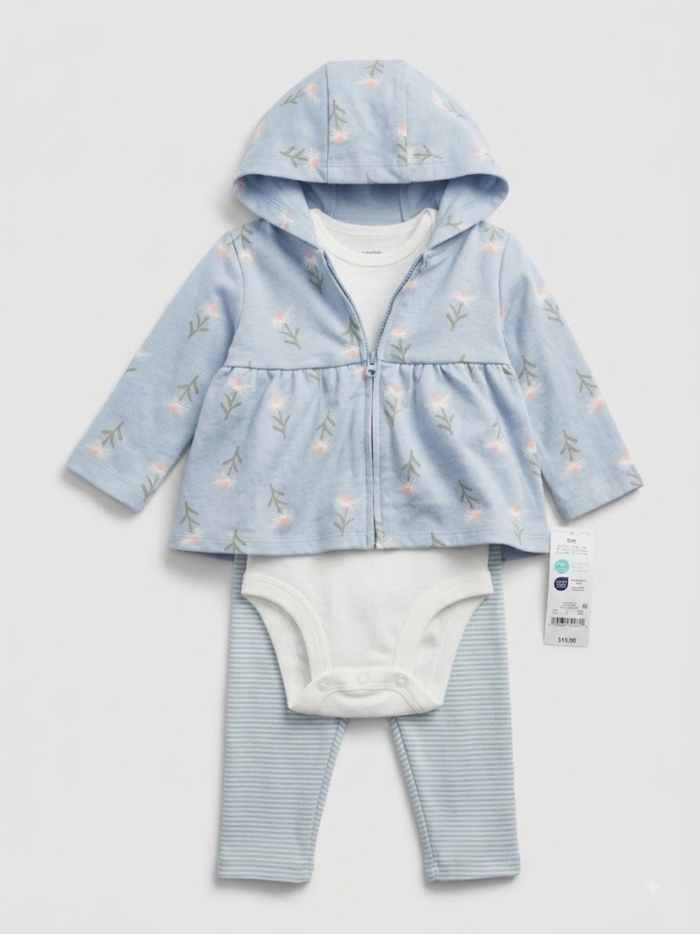 Carter’s Baby Floral Hooded Jacket Set - Light Blue